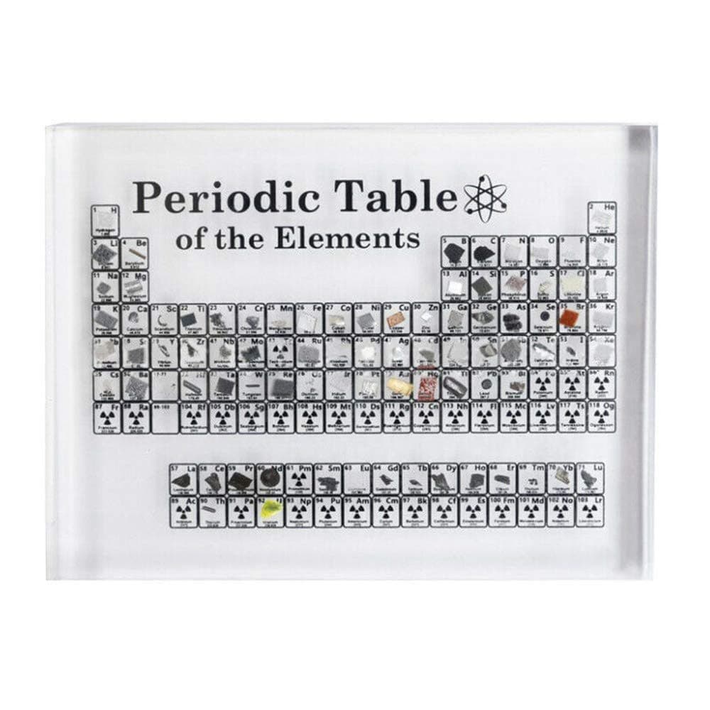 Xiaolizi Exquisite Acrylic Periodic Table Display with Real Elements Kids Teaching School Day Birthday Gifts Chemical Element Display Home Decor