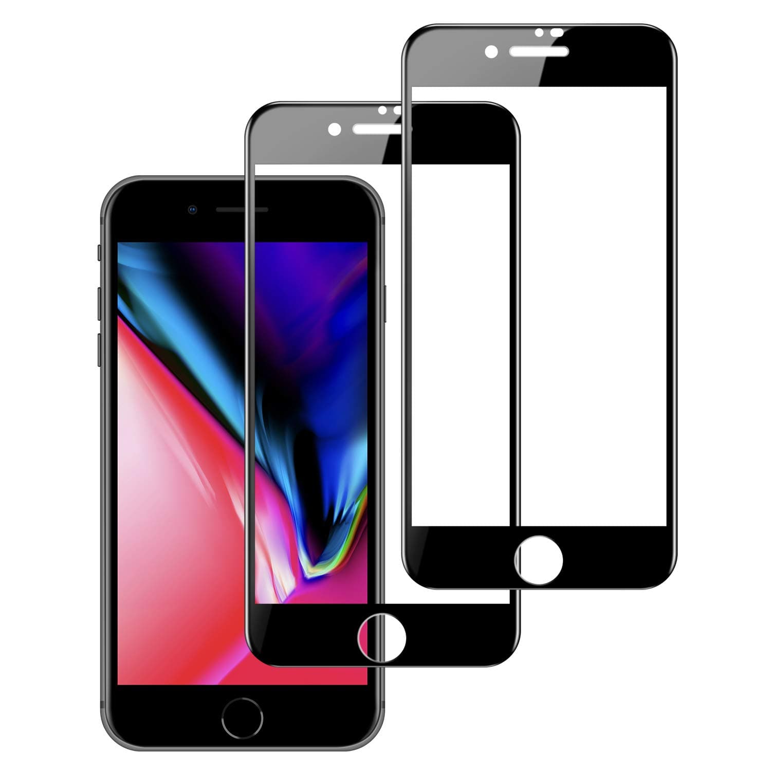 Fozalla Screen Protector 6D Tempered Glass (2 Packs), High Clear, Anti Impact Scratch and Fingerprint Compatible for iPhone 7 plus / 8 plus