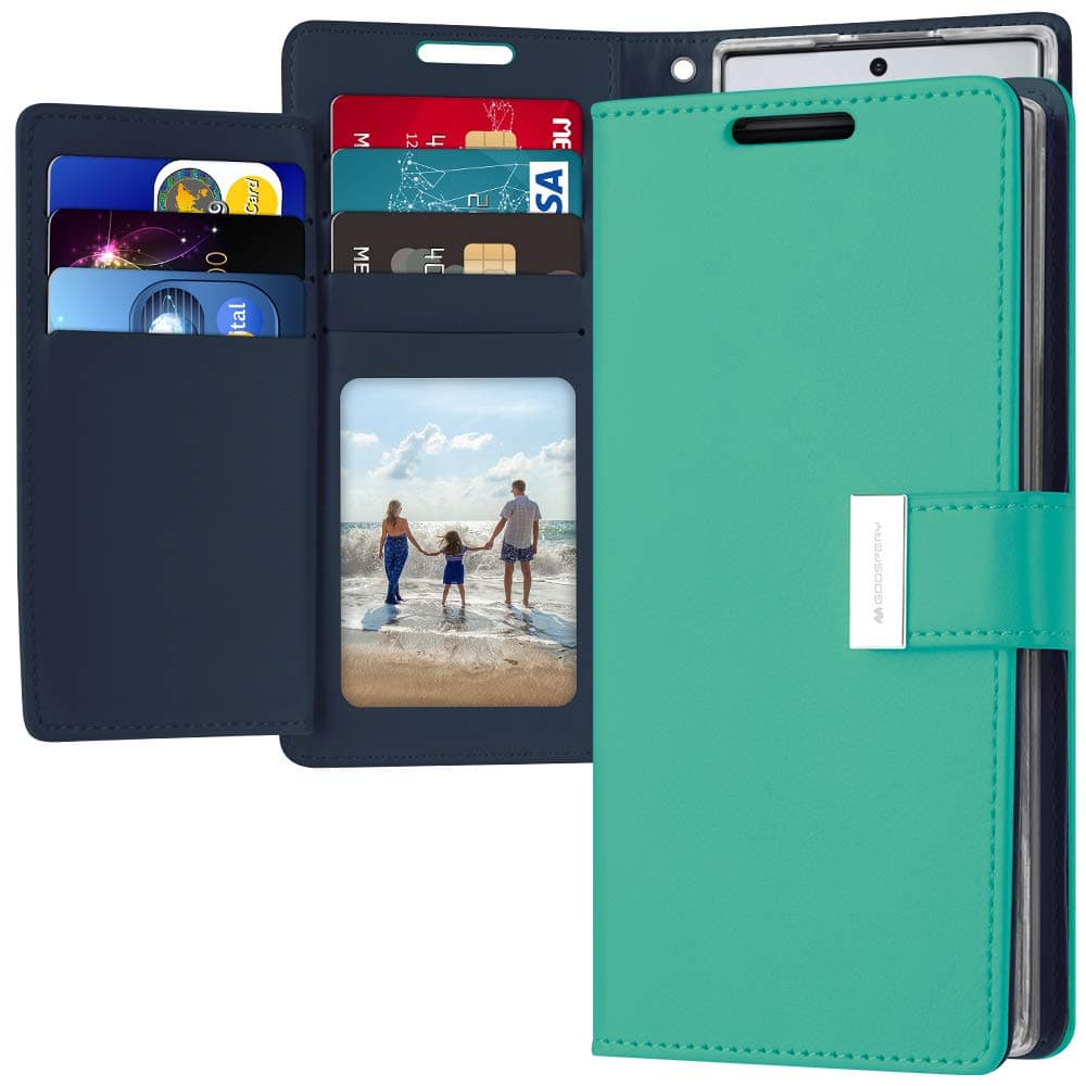 Goospery Rich Wallet for Samsung Galaxy Note 10 Plus Case (2019) Extra Card Slots Leather Flip Cover (Mint) NT10P-RIC-MNT