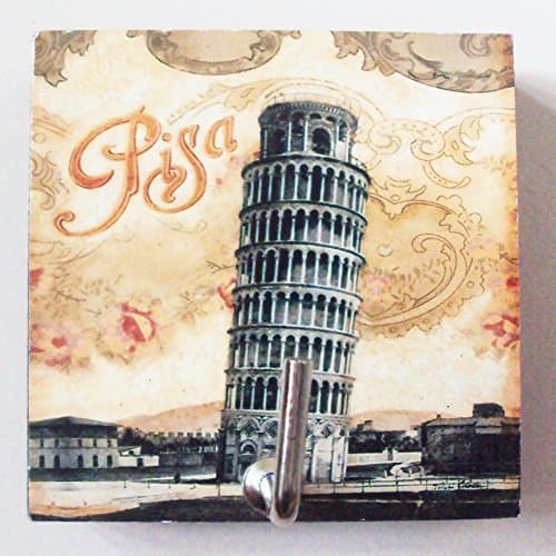 Agility Bathroom Wall Hanger Hat Bag Key Adhesive Wood Hook Vintage Leaning Tower of Pisa’s Photo