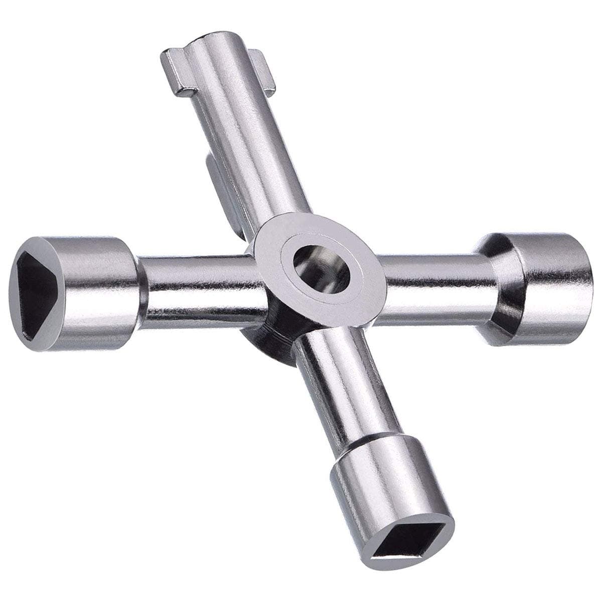 Utility Key, Radiator Exhaust Four Way Multi-Functional Open Key for Radiators Gas Electric Water Meter Boxes, Silver