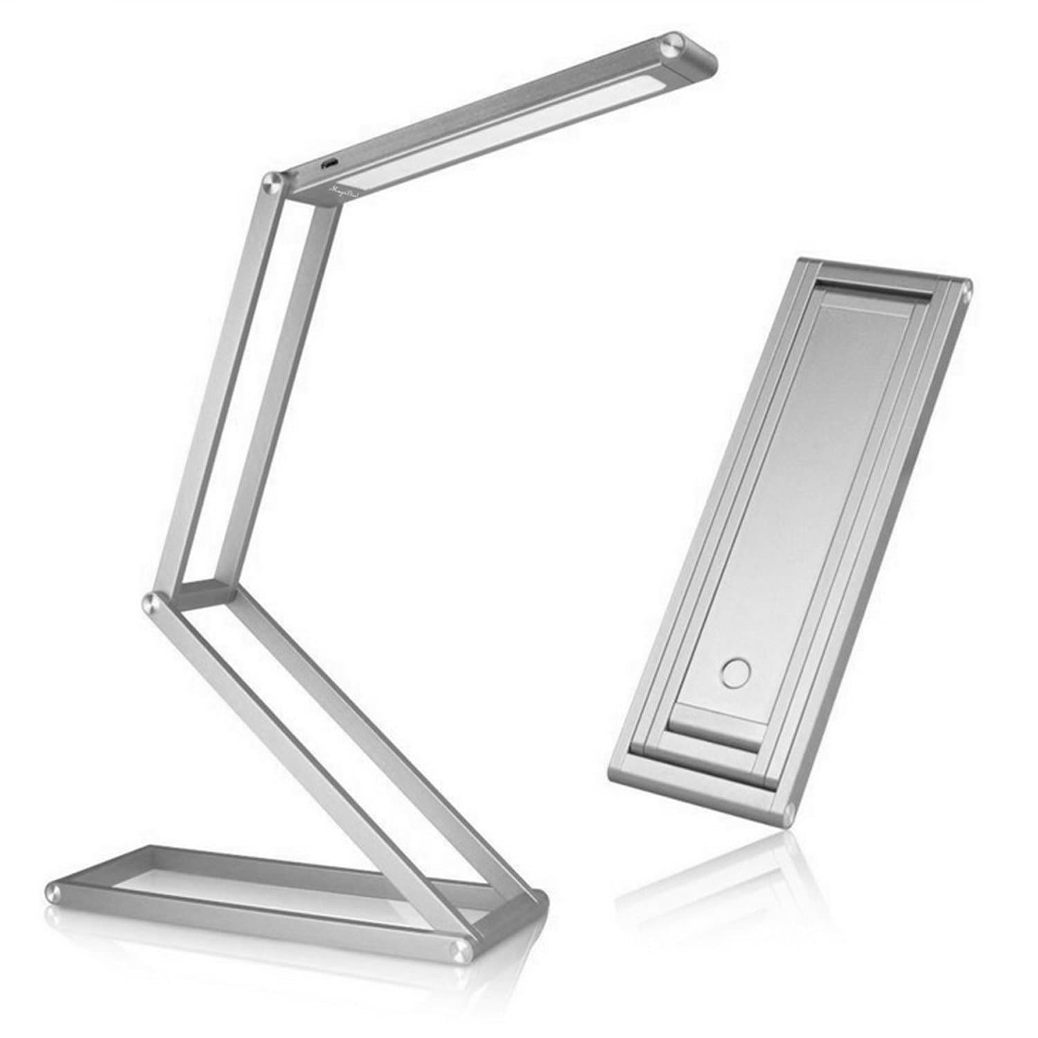 Aoxsen LED Desk Lamp, Transformers Dimmable Portable Bedside Table Lamp, USB Charging Adjustable, 2-Level Dimmer, Eye Care, Energy Efficient, Aluminum Alloy Foldable Lamp for Reading Studying Night Light