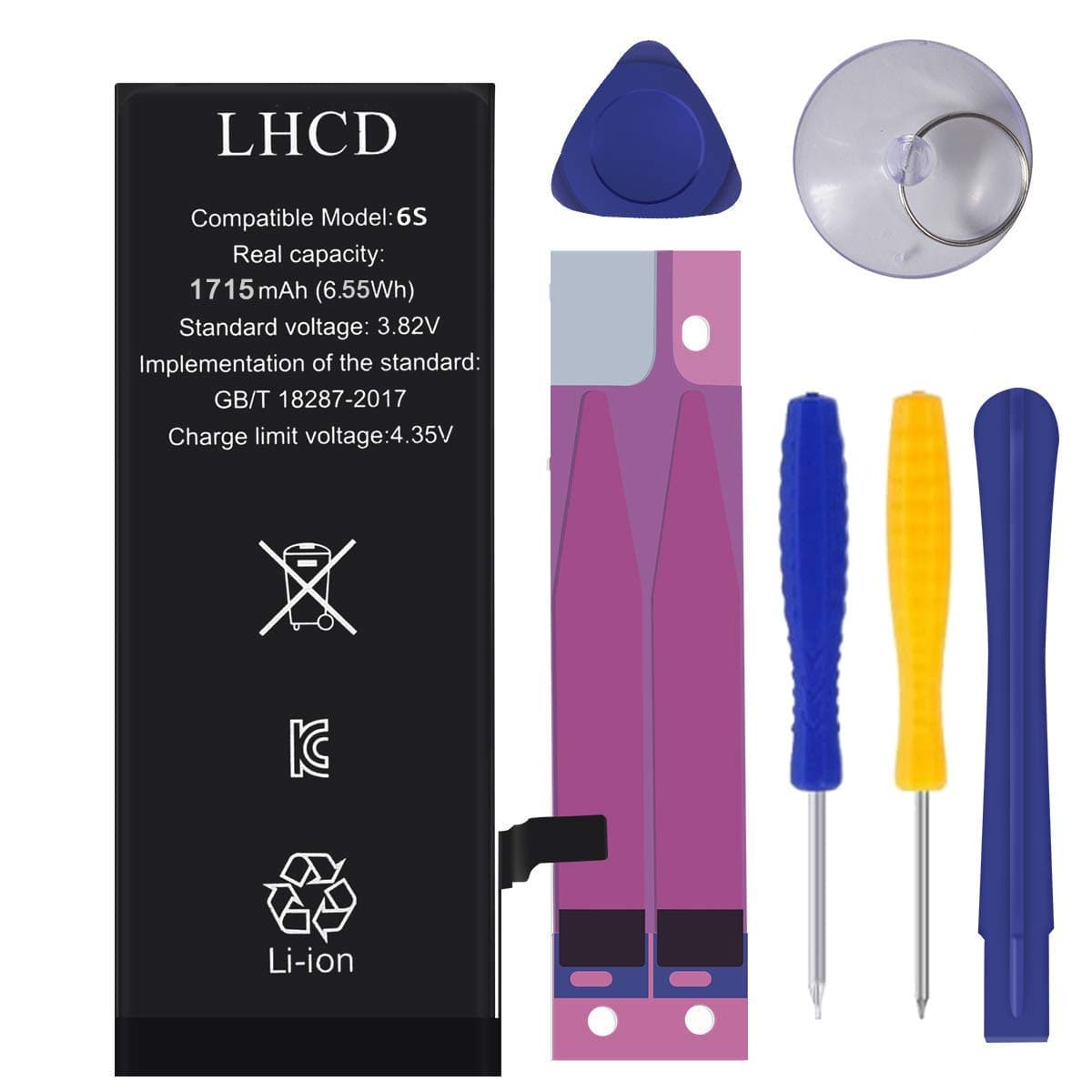 LHCD Battery for iPhone 6s, Original 1715mAh Li-Polymer Replacement Battery, with Professional Tool kit and Instructions - 24 Months Service