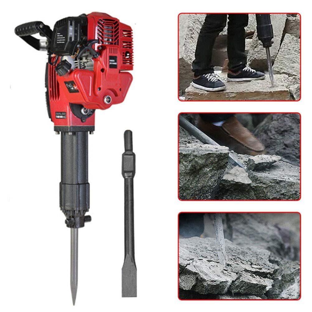Gas Powered Demolition Jack Hammer Concrete Breaker Punch Chisel Bits 1700W 52cc