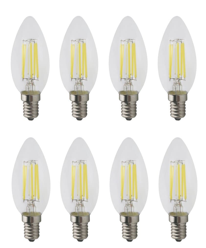 JCKing (Pack of 8) AC 110V-130V 6W E14 Dimmable LED Filament Bulbs Candle tip LED Light Bulb, LED Vintage Antique Chandelier Light Cool White 6500K