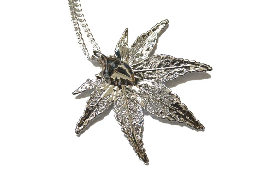Arborvita Real Leaf Necklace - Japanese Maple Leaf in Silver