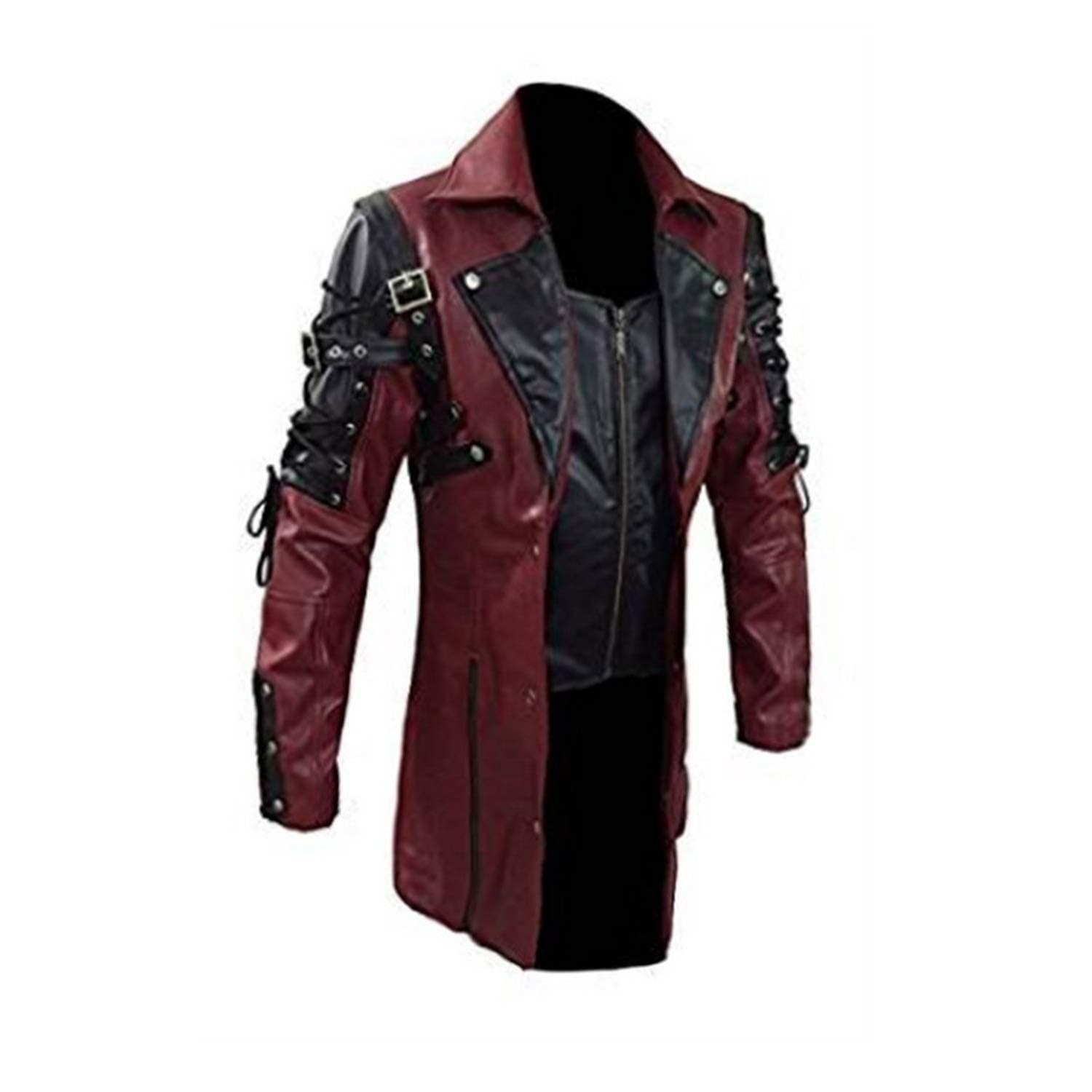 Men Faux Leather Jackets Steampunk Gothic Turn Down Collar Motorcycle Jackets