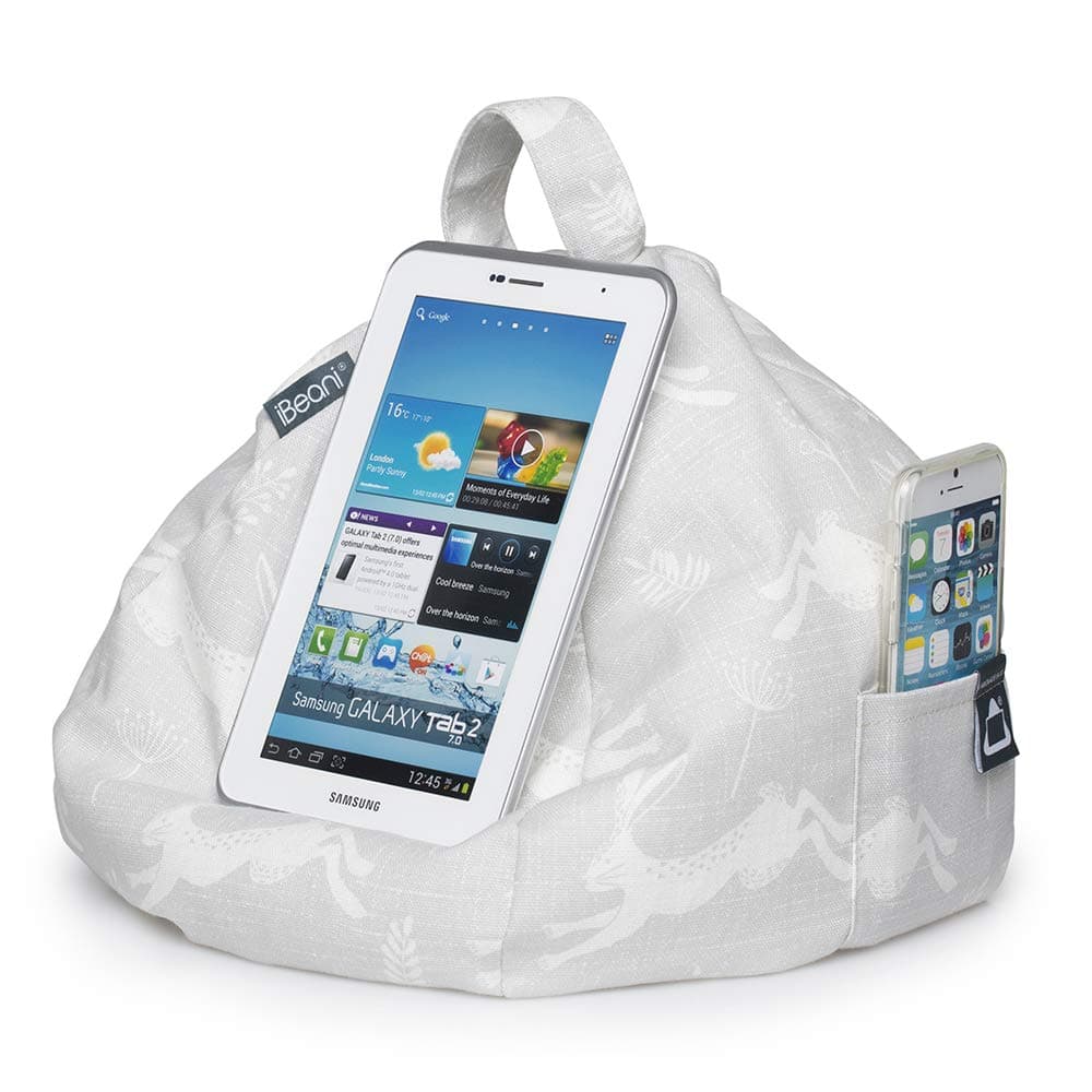 iPad Pillow & Tablet Stand - Securely Holds Any Size Tablet, eReader or Book Upto 12.9 inches, Hands Free Comfort at Any Angle on Any Surface - Jumping Hare, by iBeani