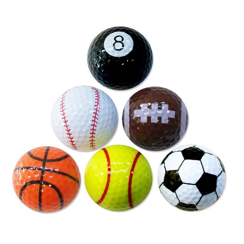 Quate Unique Fun Sport Golf Balls Gift Set (Pack of 6)