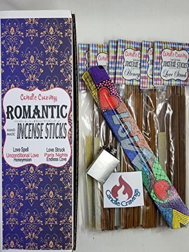 Scented Incense Sticks With Painted Holder / Burner – Romantic Gift Set For Valentines Day 6 Pack