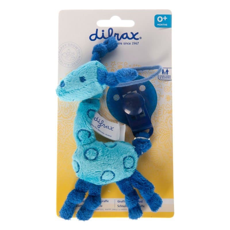 Difrax Plush Pacifier Clip and Holder (Giraffe Blue)