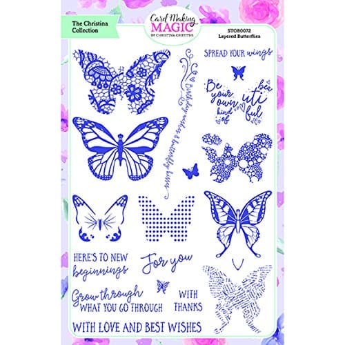 Card Making Magic A5 Stamp Set Layered Butterflies Set of 19 by Christina Griffiths