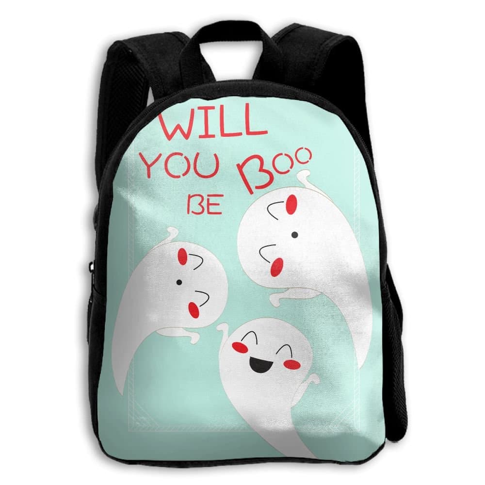 DGYEG44 Cute Will You Be My Boo Ghost Halloween Backpack School Bag Bookbag For Kids Boys Girls Womens