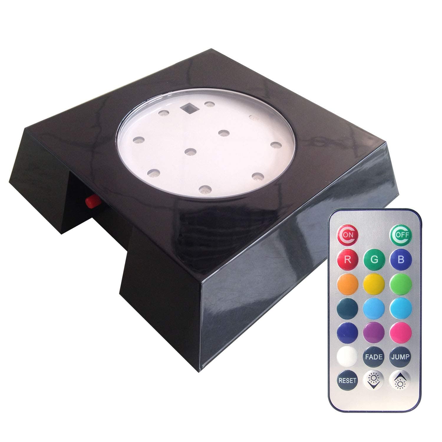 Qiduodu IR Remote Control Rechargealbe Multi Color Led Square Light Base Table Centerpiece Vase Trophy Lighting