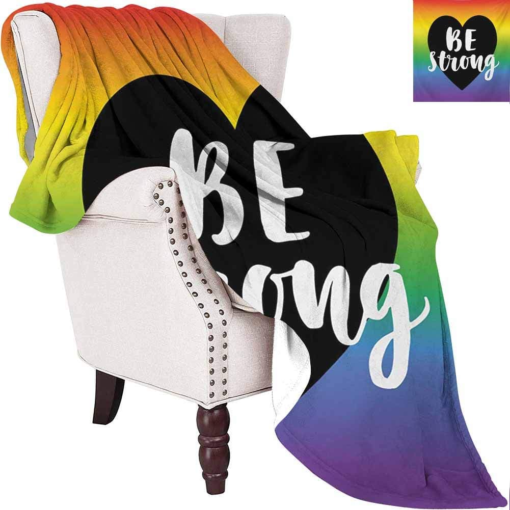 MKOK Pride Bedding Microfiber Blanket Be Strong Gay Parade Slogan Rights Equality Love Valentines Theme with a Heart Icon Super Soft and Comfortable Luxury Bed Blanket W57 x L74 Inch Multicolor