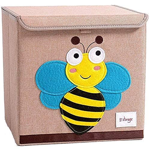 TruReey Storage Chest with Lid Sturdy Foldable and Easy to Clean Toy Storage Containers 33X33X34cm, Bee