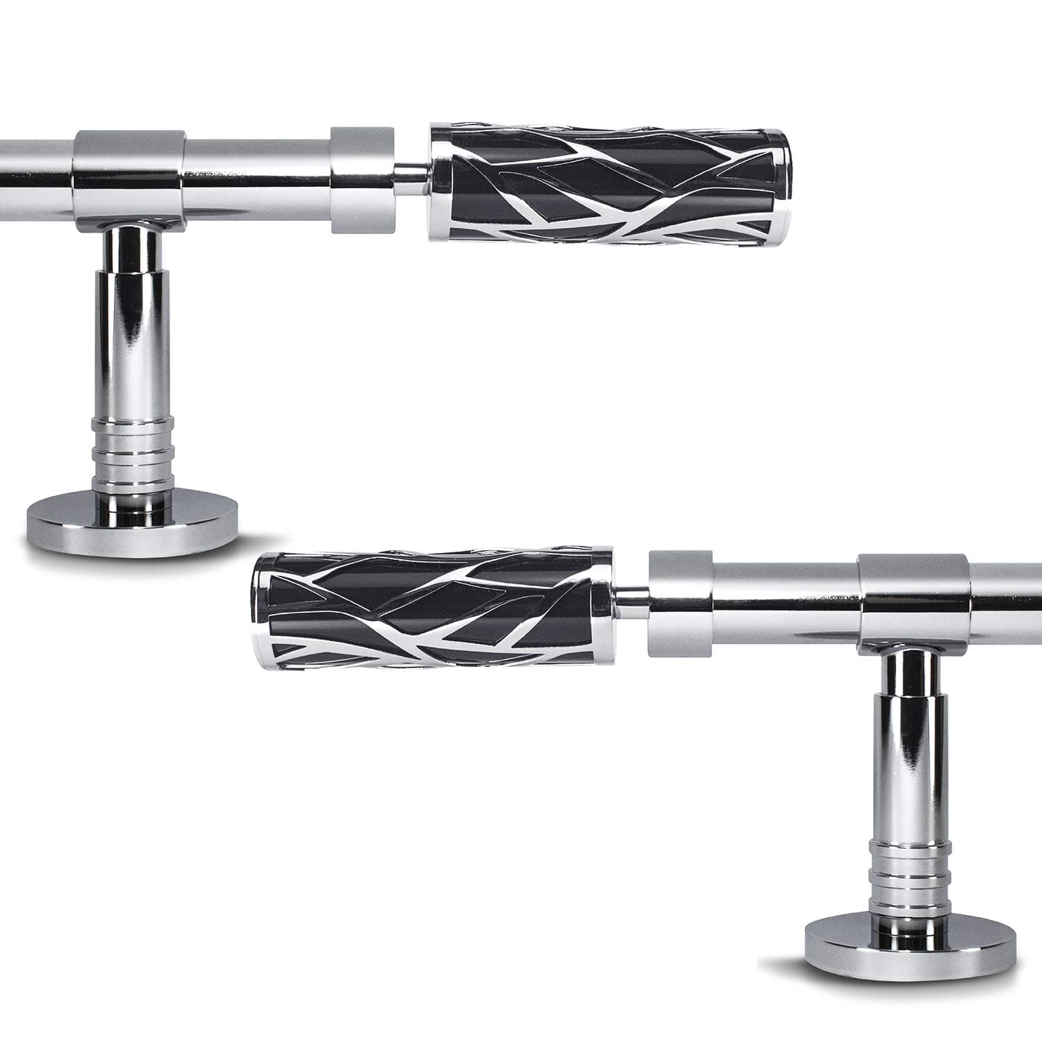 GCurtain Branch Standard 3/4 inch Adjustable Easy Install Heavy Duty Decorative Window Curtain Rod Set, 26-48 inch, Mirror Finish with Black Acrylic (MAC8011-A)