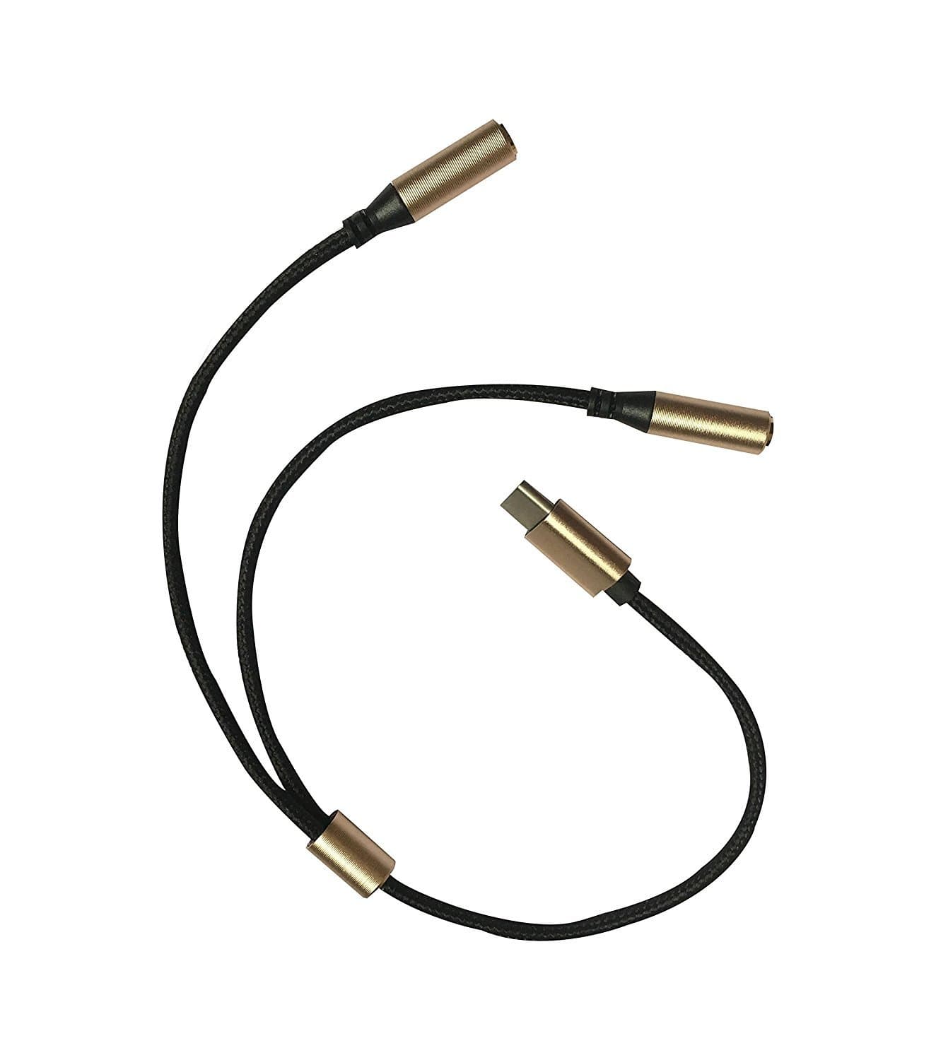 CABLEGALLERY Gold Plated Y Splitter Cable Type C Male to 2 Port 3.5 mm Female Audio Converter for Earphone and Headset Adapter (Rose Gold)