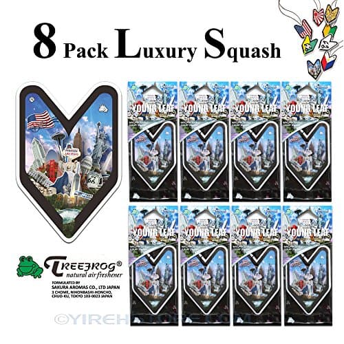 8 Pack Treefrog Young Leaf Luxury Squash Hanging Air Freshener Wakaba Shape