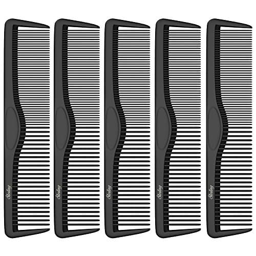 Small Pocket Combs | 5 Pack | Professional 5 Inch Black Carbon Fiber Hair Comb | Fine And Wide Tooth Travel Comb Set | Anti Static Chemical and Heat Resistant | Mens Beard And Styling Haircomb | Ba