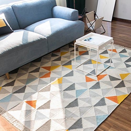Scandinavian Geometric Diamond Design Pattern Carpet/Living Room Simple Modern Coffee Table Blanket-A 160x230cm(63x91inch)
