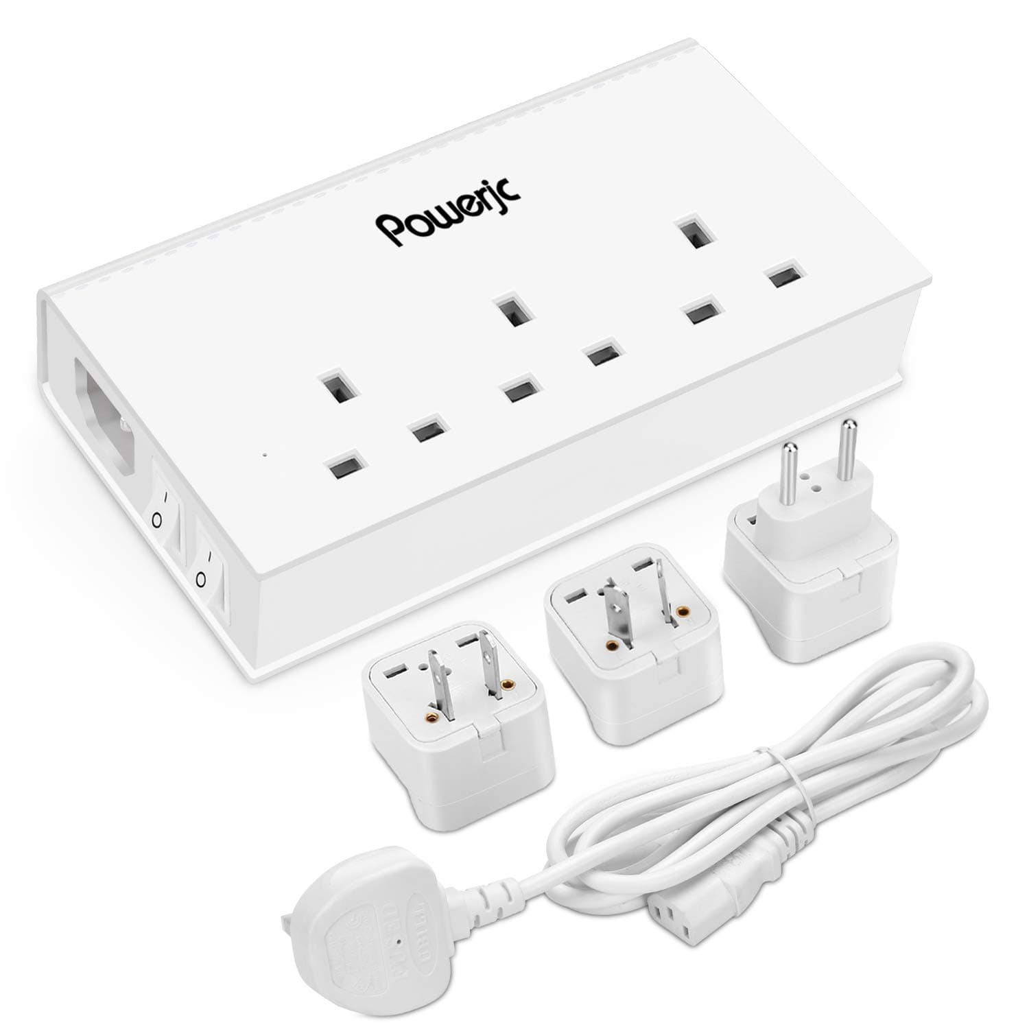 Surge Protector Power Strip 3 Way Outlets 4 USB Ports with 2 Meter Extension Lead, Universal Travel Adaptor Worldwide with 3 Multi Plug(2000W)
