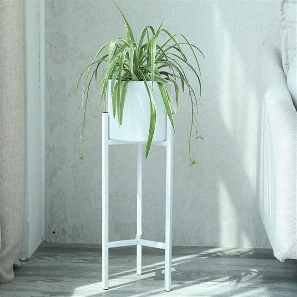 Decorative Standing Flower Succulent Pot Holder Piece Modern Planter With Tall Metal Stand Modern Home Decor Plant Stand Set (Color : White, Size : Large)