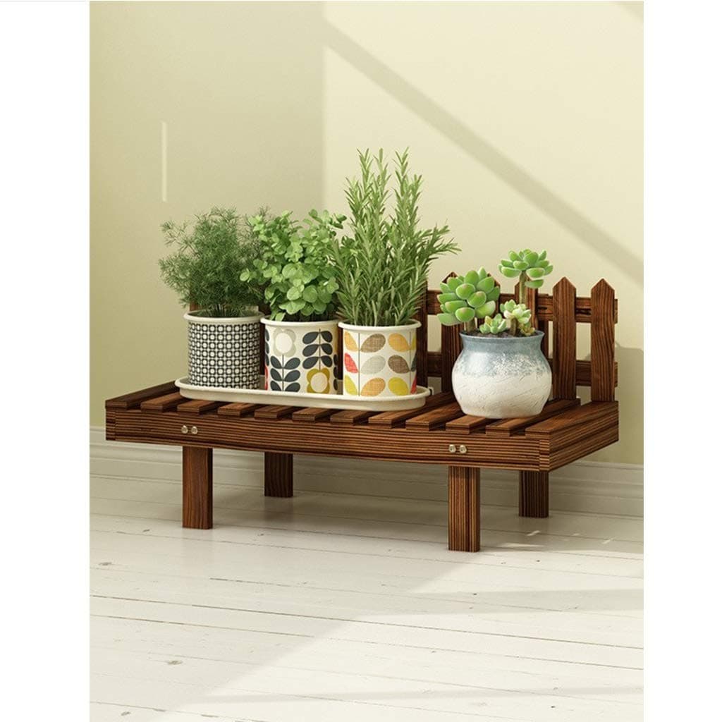 Vertical Multi-Layer Plant Potted Plant Display Stand Indoor Rural Succulents Basin Stand Balcony Garden Flower Pot Container (Color : Brown S, Size : L62cm)