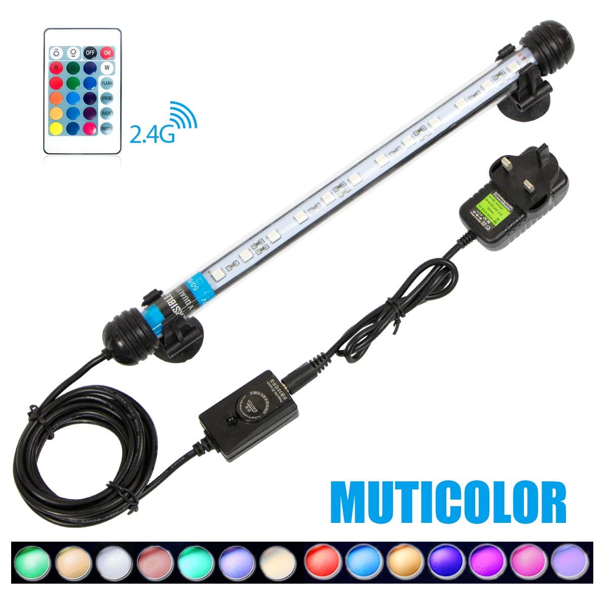 Mingdak LED Aquarium Light kit For Fish Tank,Underwater Submersible Crystal Glass Lights Suitable for Saltwater and Freshwater,12 RGB SMD 5050 LEDS,Color Changing Flexible Lighting,11-Inch
