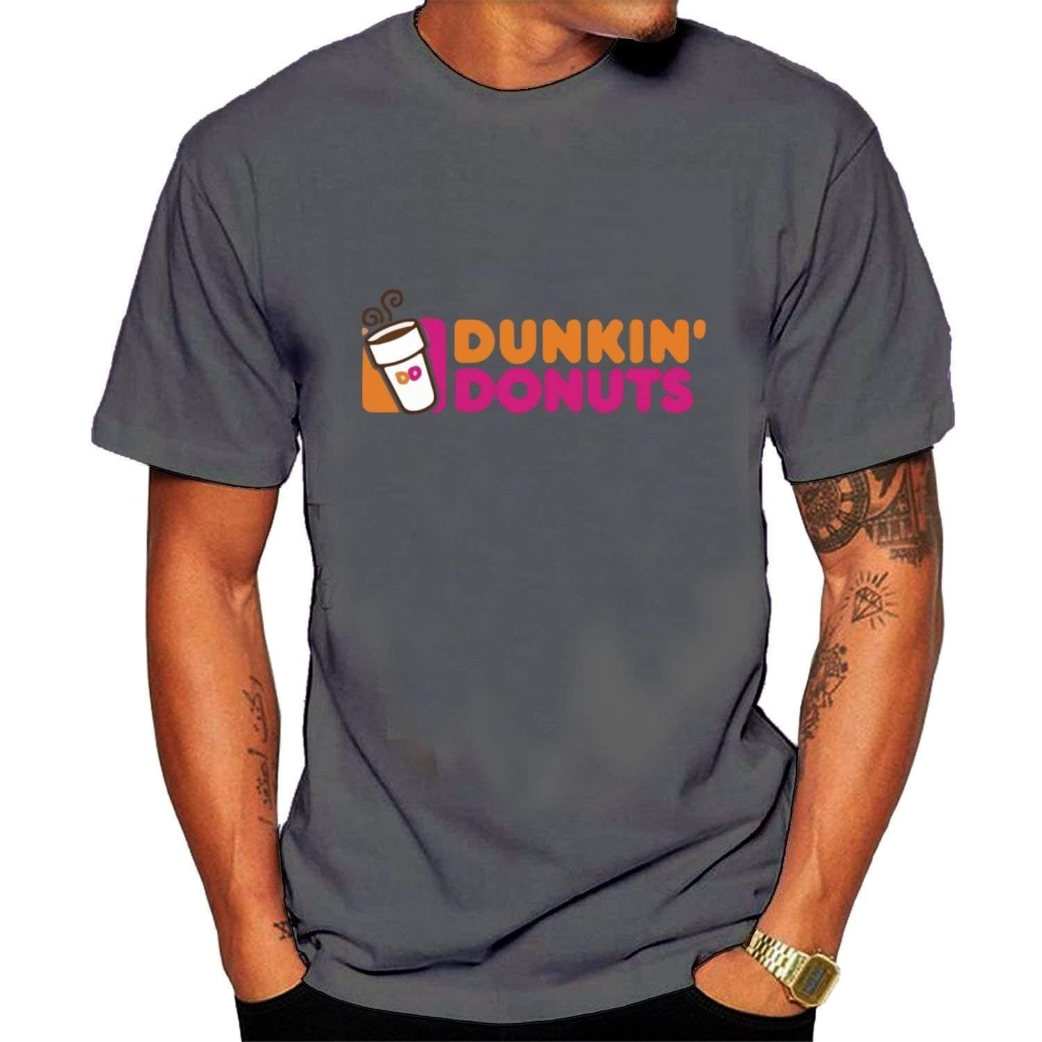 Zeesaa Men's Gray Short Sleeve Generic Cotton Doughnut Dunkin' D Tee T-Shirt