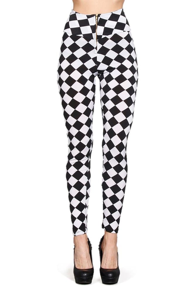 Limit 33 Juniors Teens Graphic Print Legging Geometric Design Black White