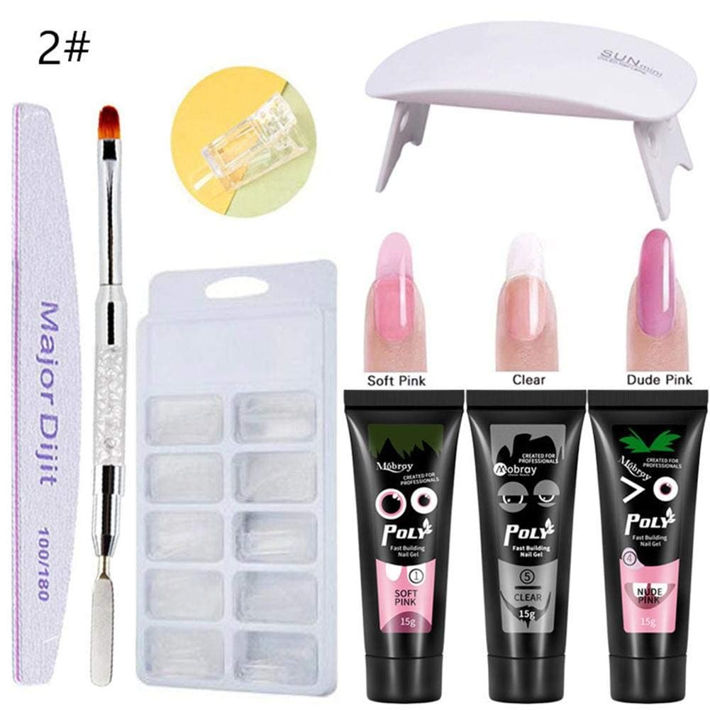 Kaigeli Poly Extension Gel, Nail Extension Kits,15ml Poly Nail Extension Gel Kit Colors Poly Gel Nail Lamp False Nail Tips Kit Nail Extension Set -Gel Nail Enhancement Kit for Nails Daily Care