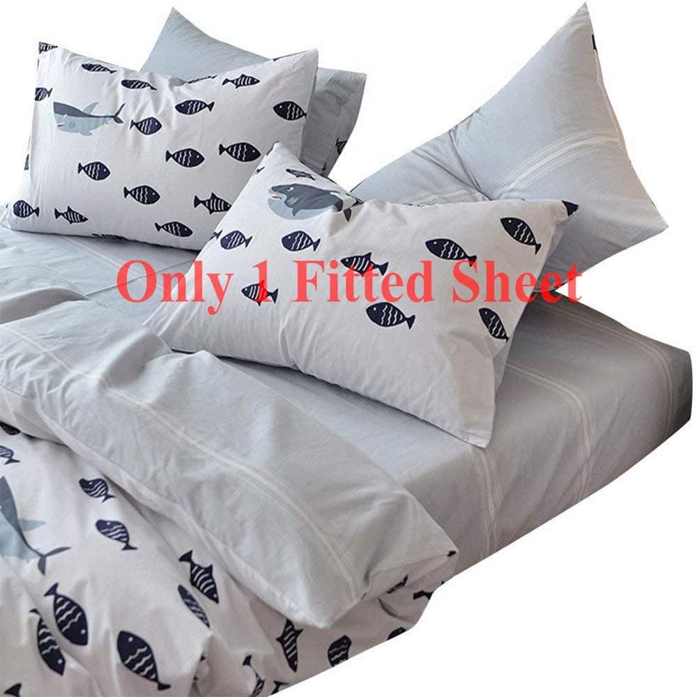 Modern Striped Bedding Sheet Cotton Deep Pocket Fitted Sheet for Boys Girls Lightweight Soft Queen Size Bed Sheet for Kids Teens Adults Hypoallergenic Bedding Collection (NO Pillowcases)