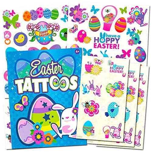 Easter Temporary Tattoos and Easter Stickers Party Favor Pack -- Over 50 Tattoos and Over 20 Stickers (Easter Bunny, Chicks, Easter Eggs and More!)