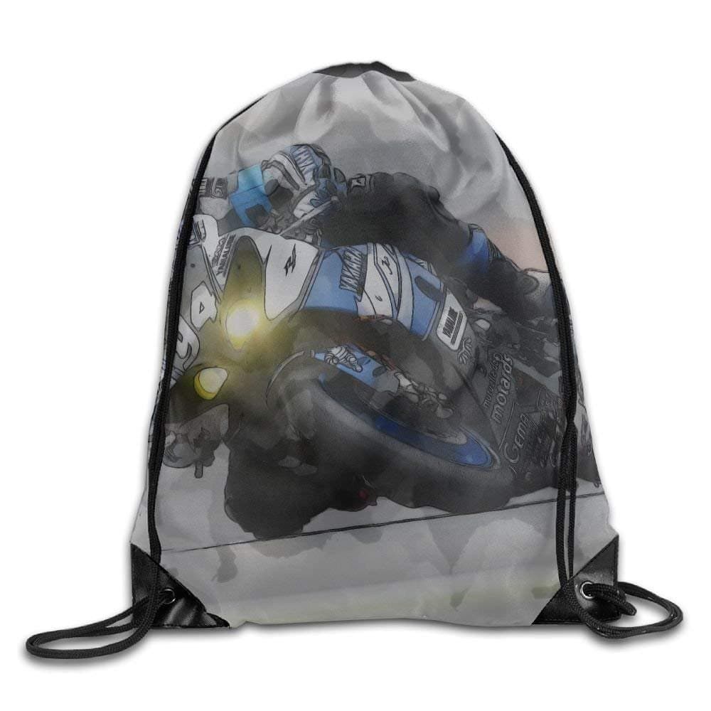 Motorcycle Racer Racing Race Speed Print Drawstring Backpack Rucksack Shoulder Bags Gym Bag Sport Bag