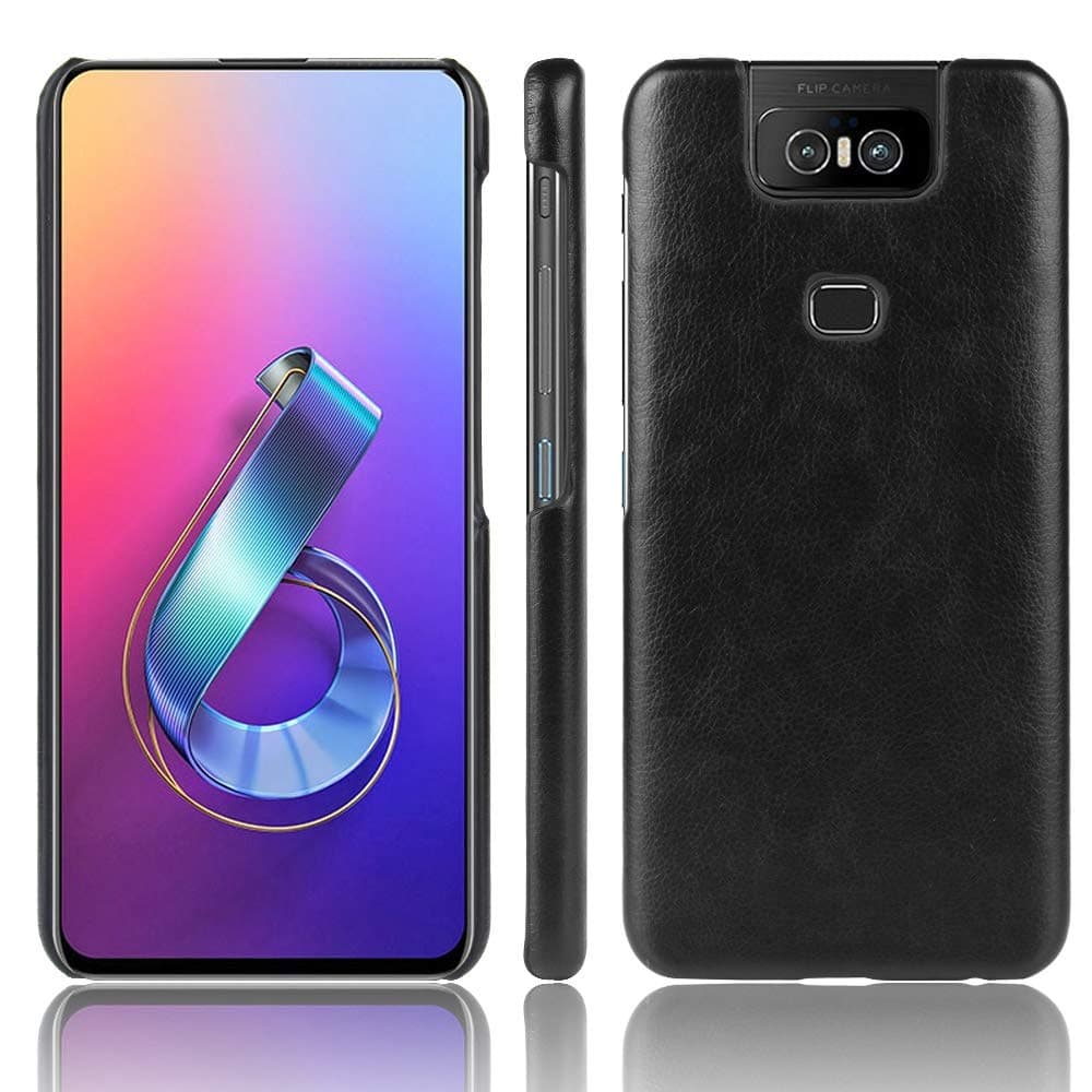 Goodao kit Shockproof Litchi Texture PC + PU Case for Asus Zenfone 6/6Z ZS630KL (Black) Covers (Color : Black)