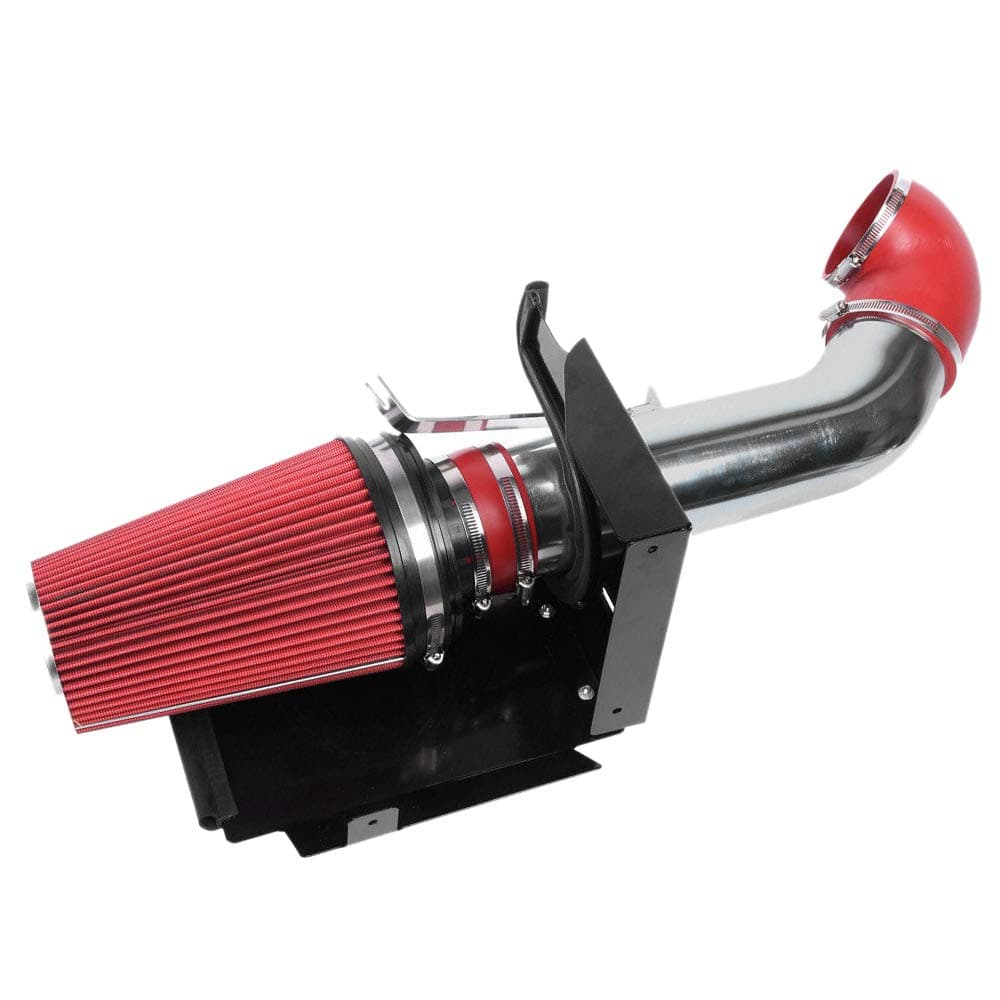 Liseng 4 Inch Cold Air Intake Kit Head Shield for 99-07 Silverado 1500 4.8L 5.3L 6.0L Red