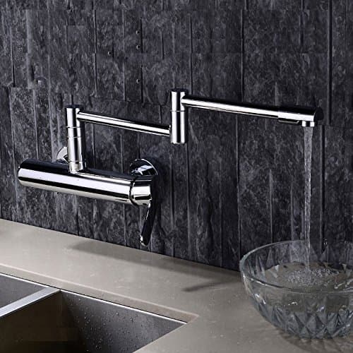 Wall Mount Rotatable Pot Filler Combo Set Pre Rinse Kitchen Faucet Single Handle Two Holes Chrome Finish (1PC)