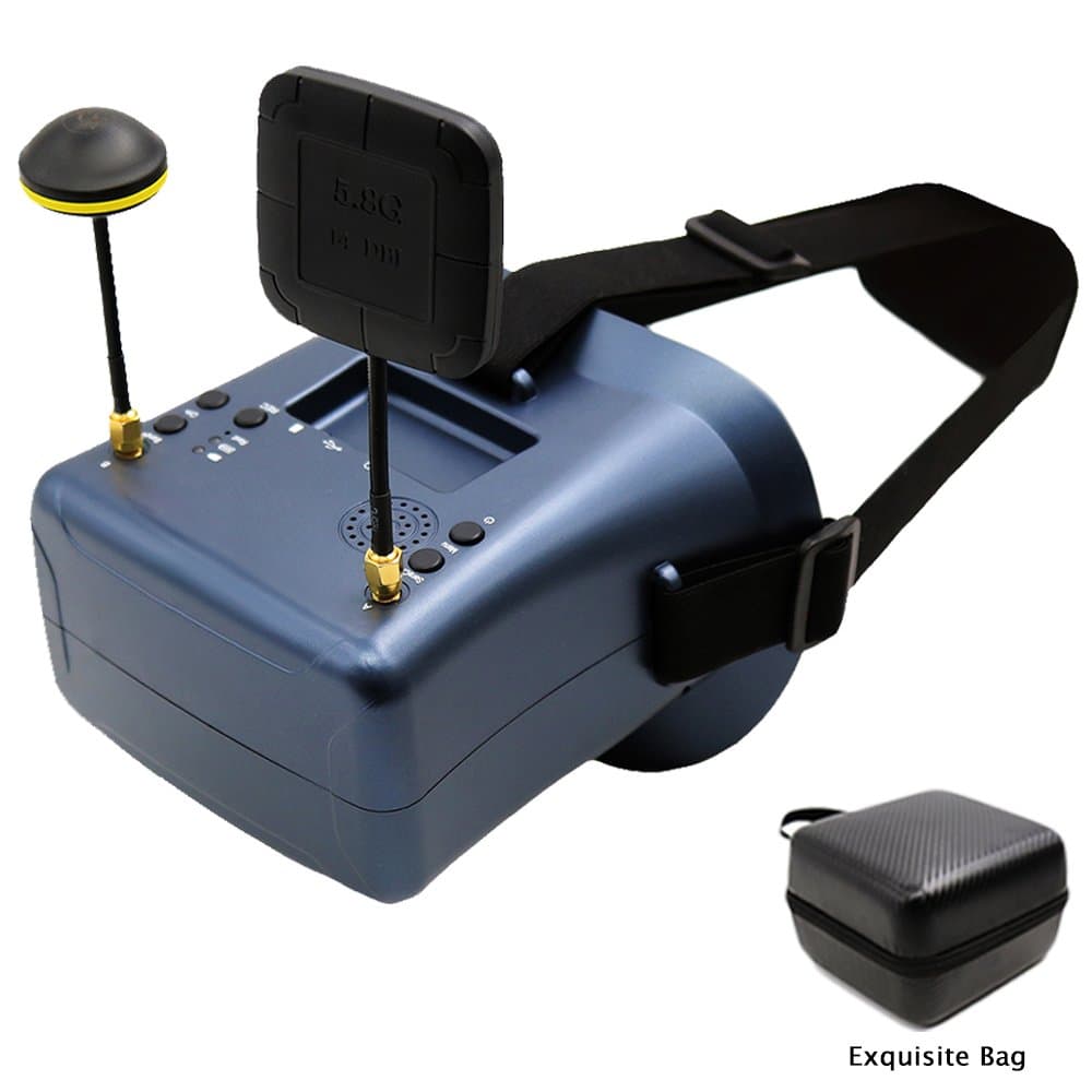 FPV Goggles Headset with DVR 5.8GHz 40CH Raceband Headrest Video Glasses 4.3 Inch LCD Display Built-in 3.7v/2000mAh Battery for RC Racing Quadcopter