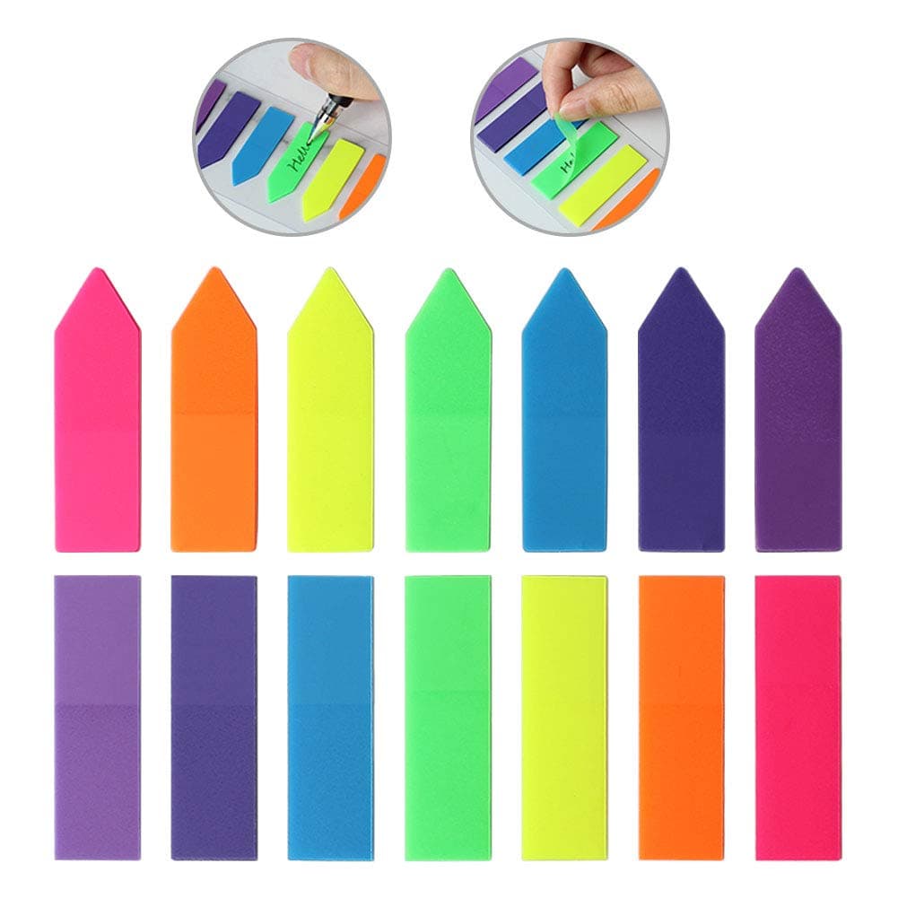 Sticky Notes Set Fluorescence Memo Pad 7 Colors Novelty Flag Sticky Note Arrows Square Page Markers Pastel 55x125mm