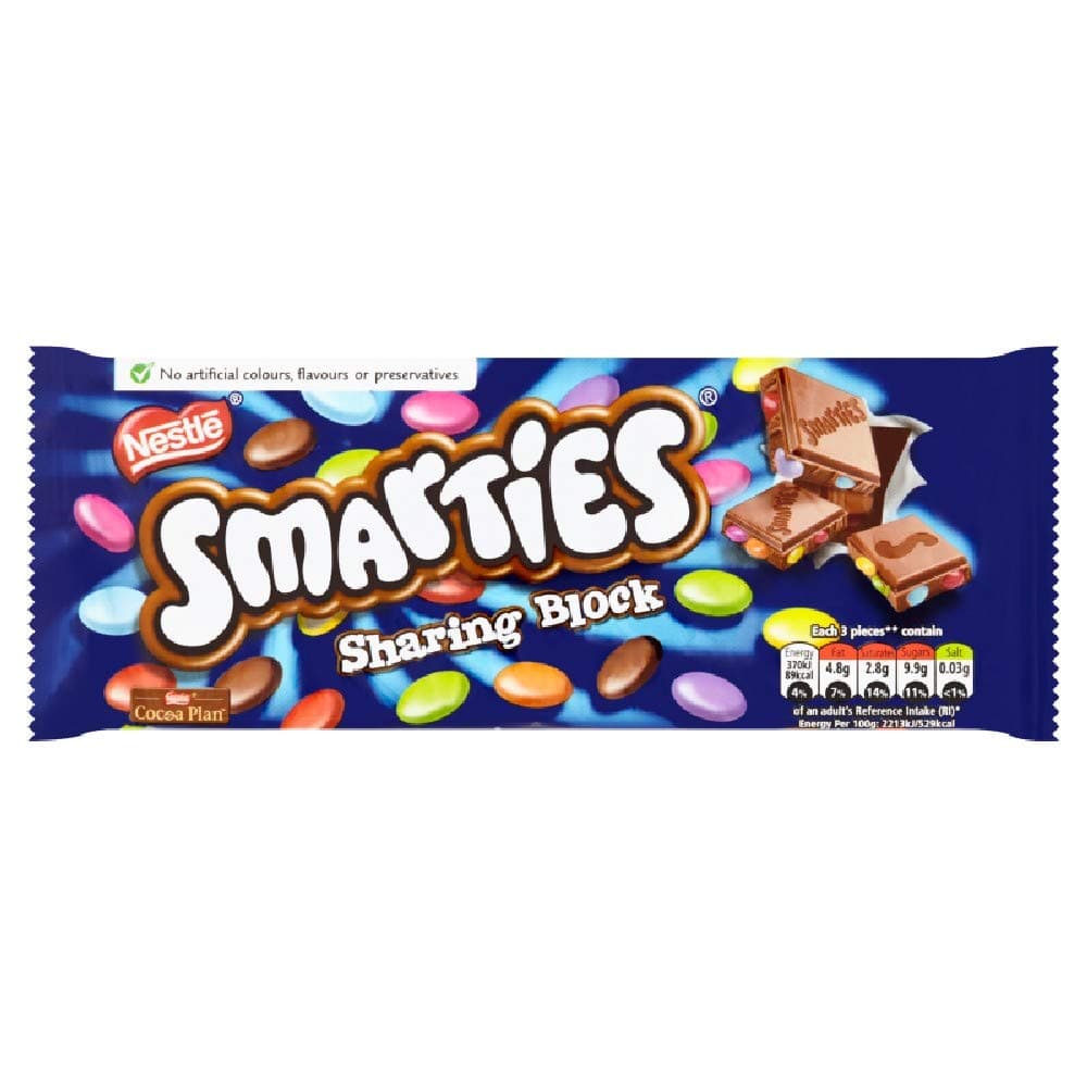 Smarties Chocolate Sharing block 100g (Pack of 12)