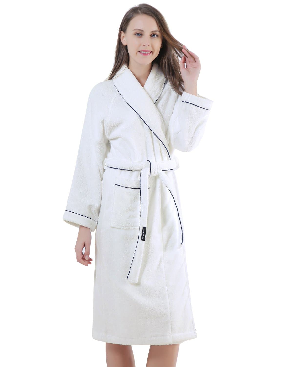 SANLI Terry Cotton Cloth Bathrobe, Soft, Thick, Knee Length Short, Bath Shower Spa Robes for Women