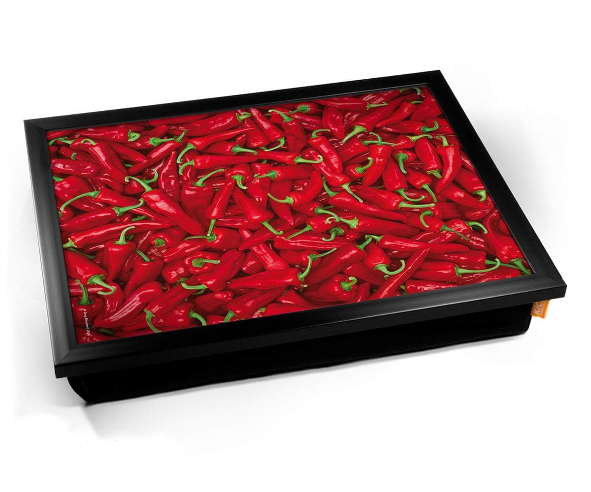 KICO Chillies Red Chilli Cushioned Bean Bag Breakfast Bed Lap Tray Desk - Black Frame