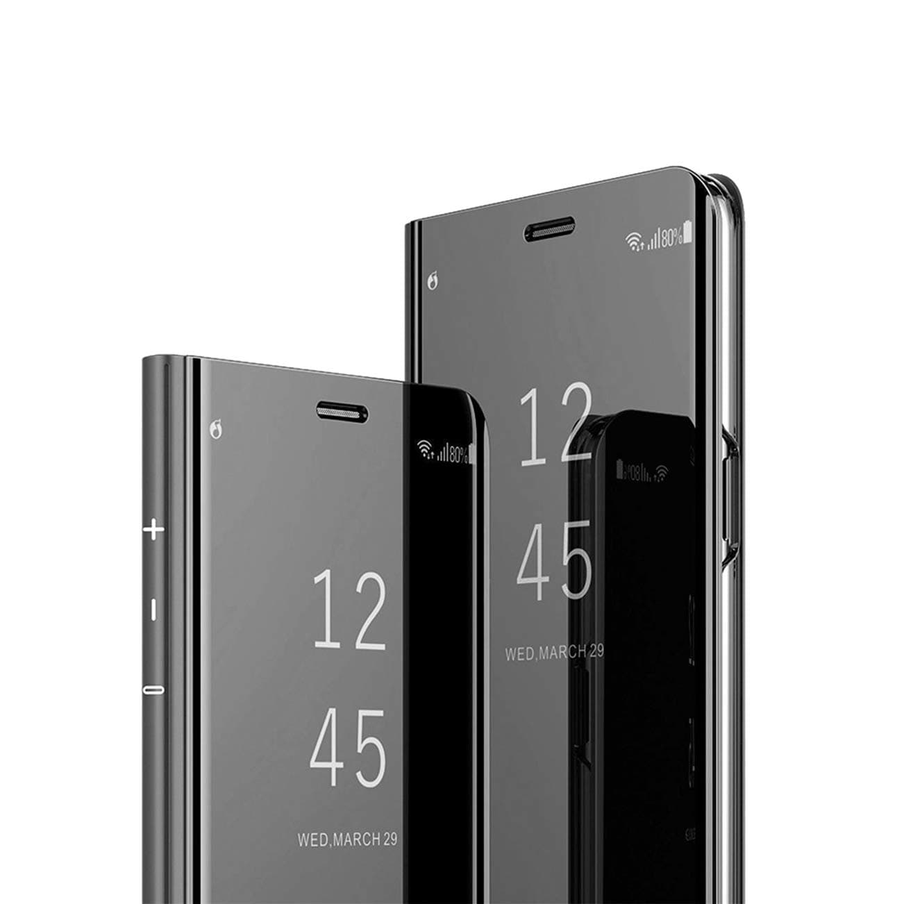 MRSTER Case for Xiaomi Mi 8, Mirror Design Clear View Flip Bookstyle Protecter Shell With Kickstand Case Cover for Xiaomi Mi 8 / Mi 8 Pro. Flip Mirror: Black