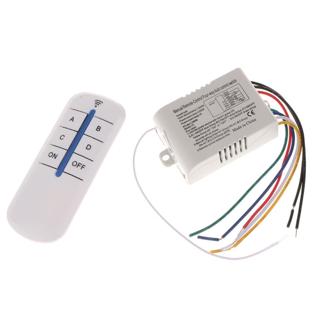 Ashu Supply Wireless 4 Way on/Off Wall Lamp Light RF Remote Control Switch Module Receiver and Controller, 220V (Multicolour)