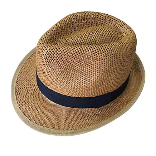 Short Brim Straw Fedora Panama Hat Sun Caps TASOON CLD-1 (Camel)