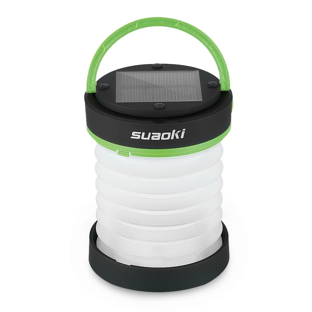 SUAOKI Led Camping Lantern Lights Rechargeable Battery (Powered by Solar Panel and USB Charging) Collapsible Flashlight for Outdoor Hiking Tent Garden (Emergency Charger for Phone, Water-Resistant)