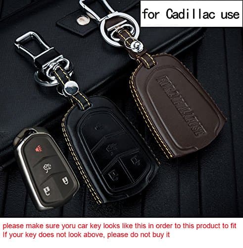 Leather Car Remote Key Holder Case Cover For CADILLAC XT 5 ATS CT6 XTS SRX black coffee 4 Button (coffee)