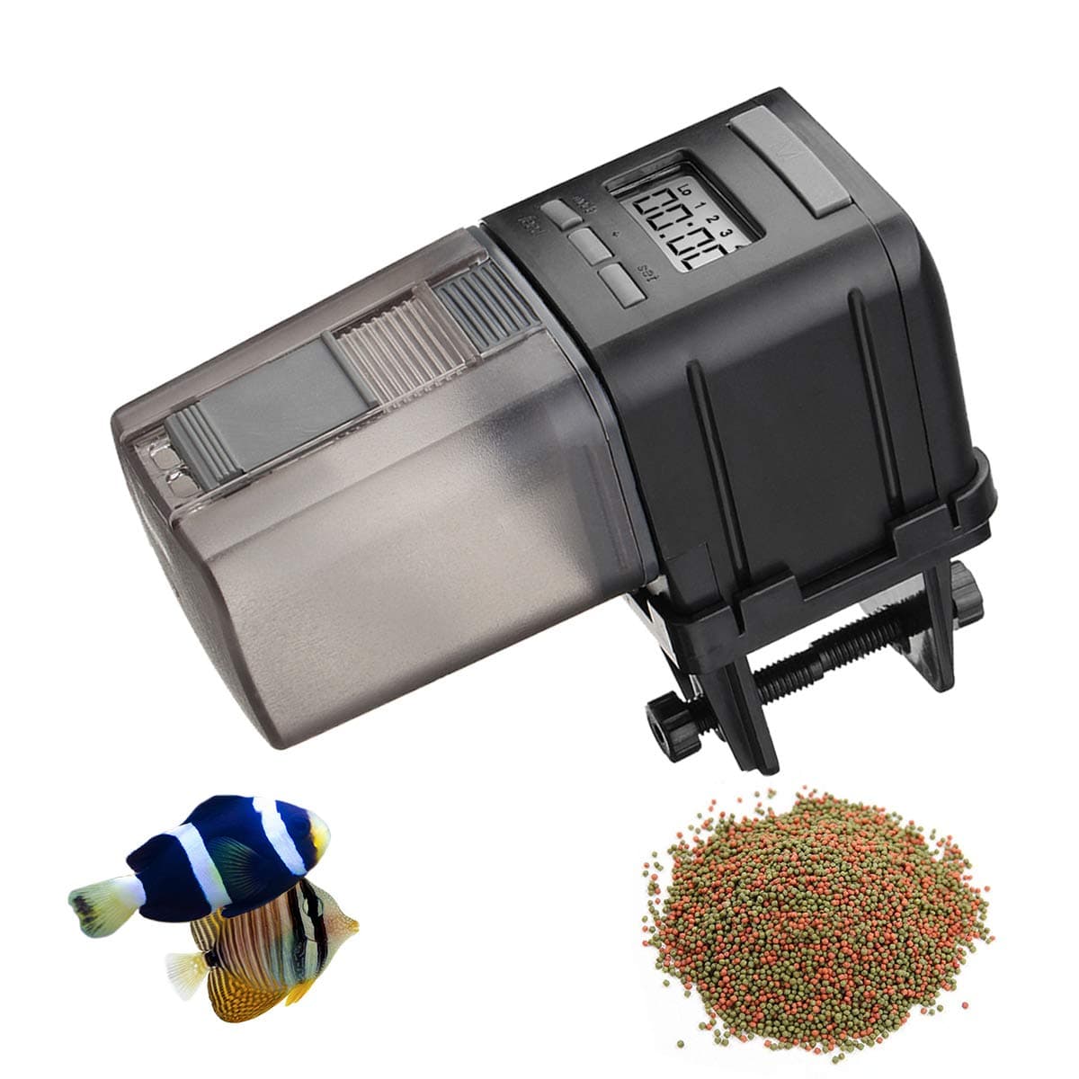 Aquarium Automatic Feeder, Focuspet Auto Fish Food Dispenser Electronic Timer Feeder for Fish Tank with LCD Display Four Times Accurate Daily Feeding Suitable for Aquarium, Fish Tank and Turtle Tank