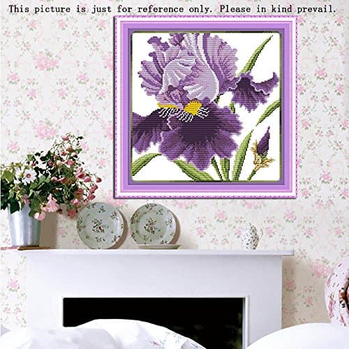 SyGyn(TM) DIY Handmade Needlework Chinese Counted Cross Stitch Set Embroidery Kit 14CT Purple Flowers Pattern Cross-Stitching Home Decor